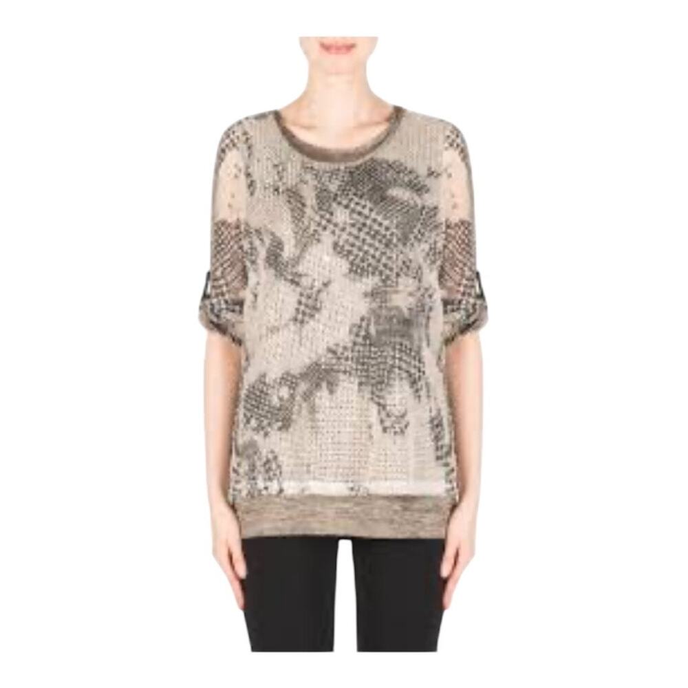 Joseph Ribkoff Double Layer Blouse Molton Netting Over Solid Size 8